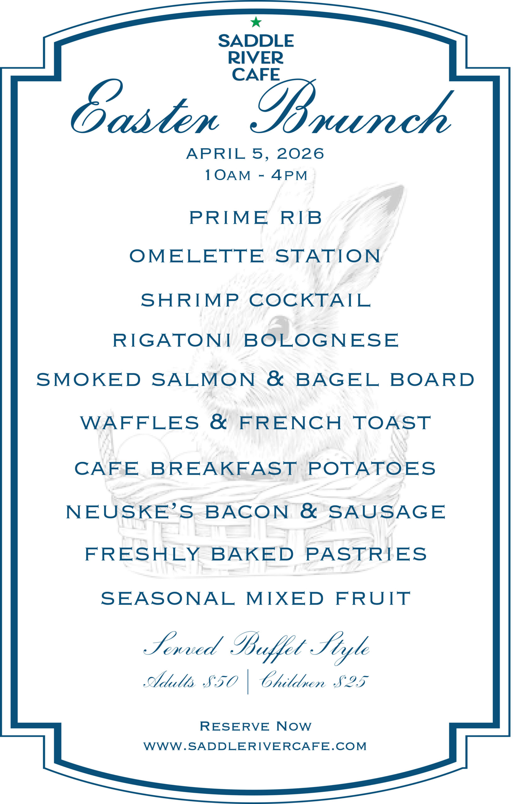 SRC Easter Menu Saddle River cafe NJ